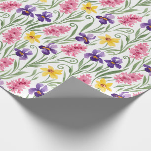 Papel De Regalo Amarillo Narciso, Púrpura Iris, Rosa Jacinto Flora