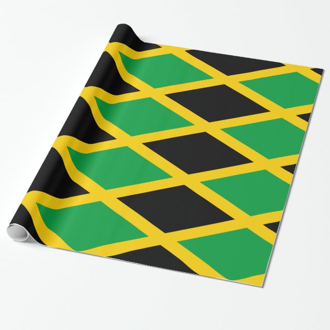 Papel De Regalo Amarillo negro verde de Jamaica (Desenrollado)