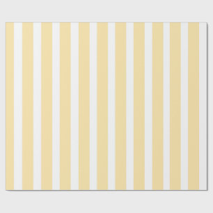 Papel De Regalo Amarillo Pastel y Raya Vertical Blanca