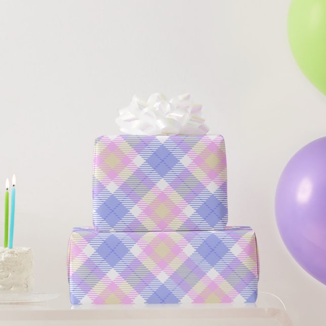 Papel De Regalo Amarillo rosa rosa azul trenzado (Regalos de fiesta)