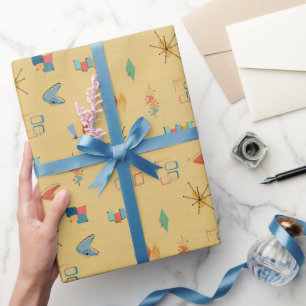 Papel De Regalo Amarillo Texturizado Moderno de Medianos del Siglo