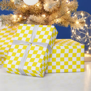 Papel De Regalo amarillo y blanco tachado