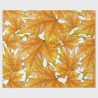 Papel De Regalo Amarillo y hojas de arce del oro