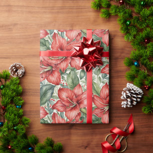 Papel De Regalo Amaryllis Navideña Gigante Roja
