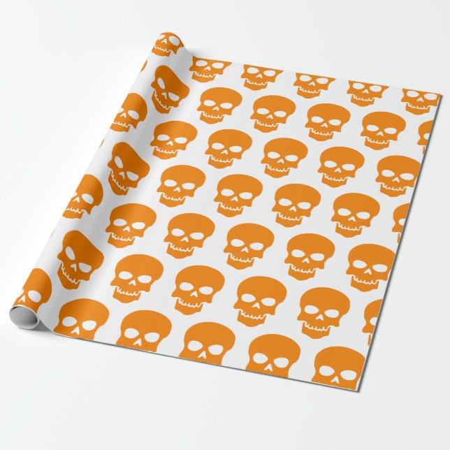 Papel De Regalo Amber on White Skulls (Desenrollado)