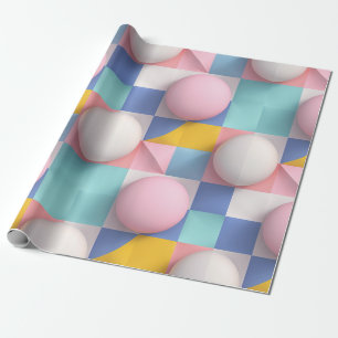 Papel De Regalo Ámbitos 3D Pastel y Patrón Geométrico