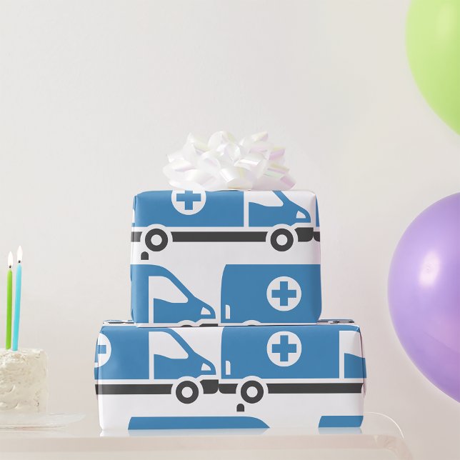 Papel De Regalo Ambulancia azul gris (Subido por el creador)