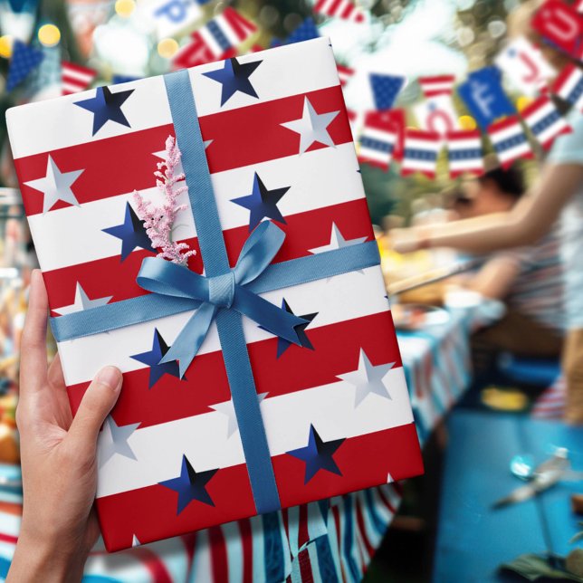 Papel De Regalo Americana Red White Blue Stars And Stripes (Subido por el creador)