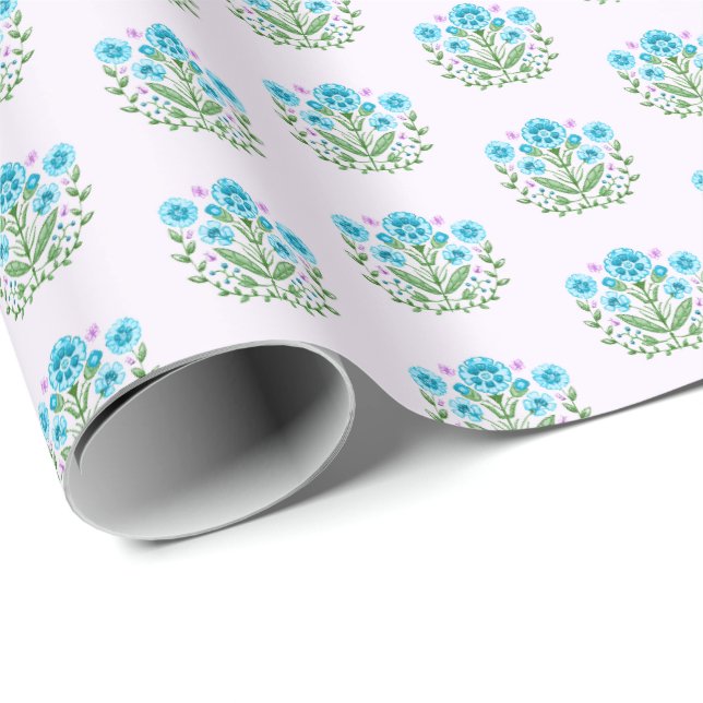 Papel De Regalo Amherst Floral Print on Lavender (Esquina del rollo)