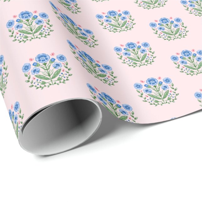 Papel De Regalo Amherst Floral Print on Pink (Esquina del rollo)