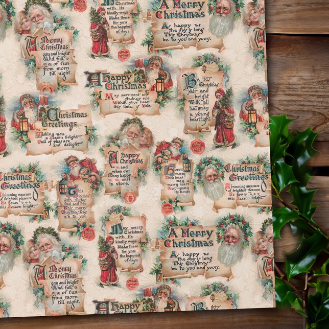 Papel De Regalo Amigos antiguos con saludos de Navidad y Holly (Subido por el creador)