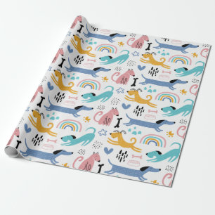 Papel De Regalo Amigos Dachshund Coloridos