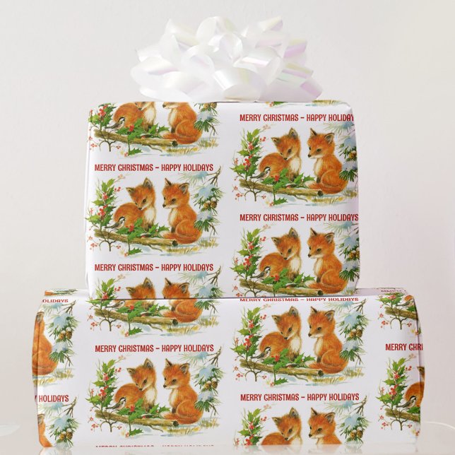 Papel De Regalo Amigos de los bosques Fox Chickadee Añadir Saludo (Subido por el creador)
