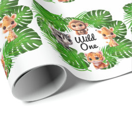 Papel De Regalo Amigos de Safari tiger giraffe elefante de mono ce