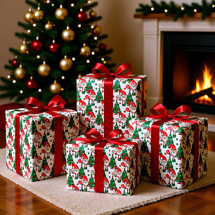 Papel De Regalo Amigos del baloncesto y árboles de Navidad