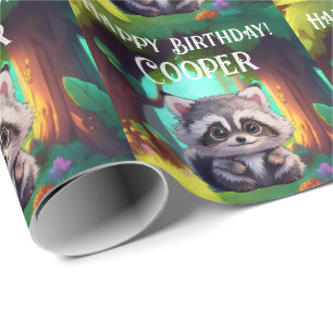 Papel De Regalo Amigos del bosque de animales de bosque de raccoon