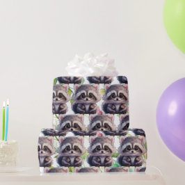 Papel De Regalo Amigos del bosque de animales de bosque de raccoon