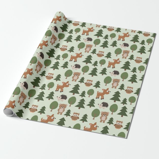 Papel De Regalo Amigos del bosque natural (Desenrollado)