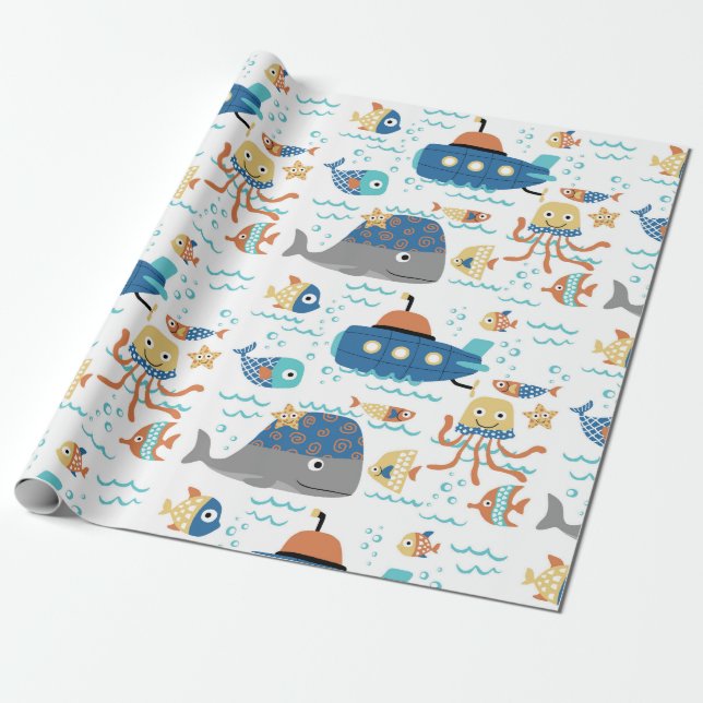 Papel De Regalo Amigos del Océano (Desenrollado)