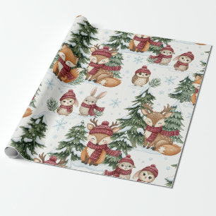 Papel De Regalo Amigos encantadores del bosque invernal – Animales