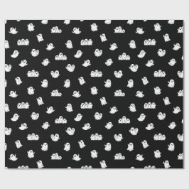 Papel De Regalo Amigos Fantasmas Lindos Halloween Negro