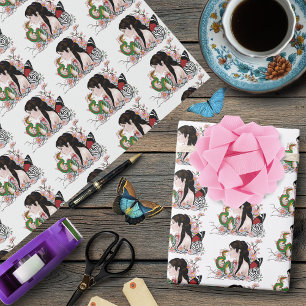 Papel De Regalo Amistad del dragón de hadas de flores de cerezo