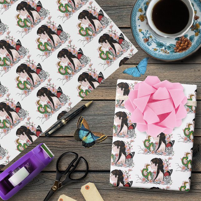Papel De Regalo Amistad del dragón de hadas de flores de cerezo (Subido por el creador)