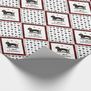 Papel De Regalo Amo a Dachshunds (negro y marrón) Perro lindo