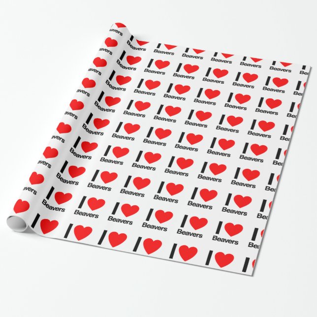 Papel De Regalo amo a los castores (Desenrollado)