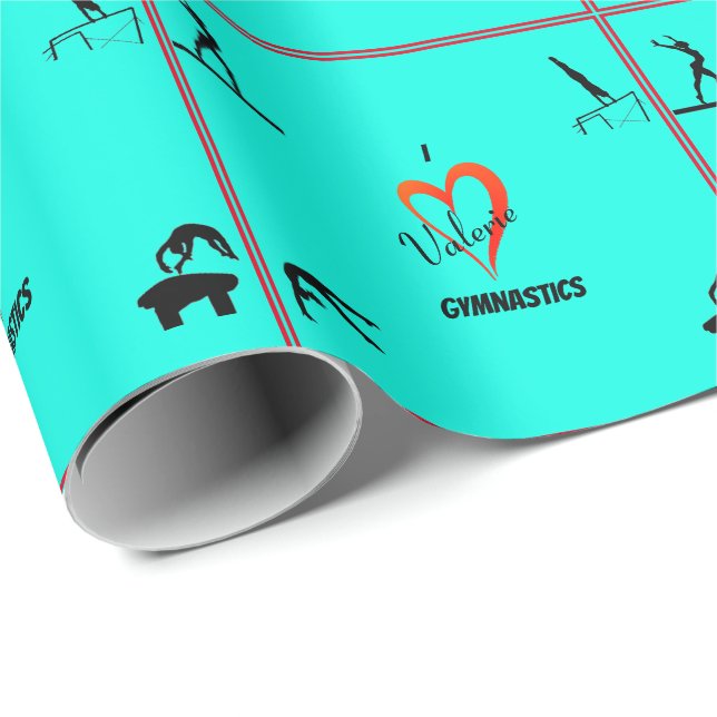 Papel De Regalo Amo a los Chicas de eventos de gimnasia (Esquina del rollo)