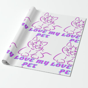 PAPEL DE REGALO AMO A MI MASCOTA DE CUTE ROSA CAT