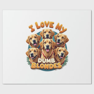 Papel De Regalo Amo a mis tontos rubios Retrievers dorados vintage
