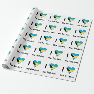 Papel De Regalo Amo (Corazón con Bandera de Bahamas) Personalizado