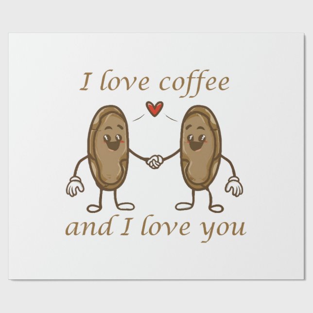 Papel De Regalo Amo el café y te amo (Superficie plana)