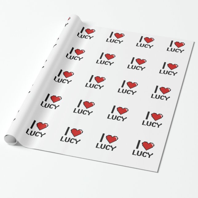 Papel De Regalo Amo el diseño retro de Lucy Digital (Desenrollado)