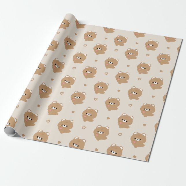 Papel De Regalo Amo lindo oso marrón (Desenrollado)