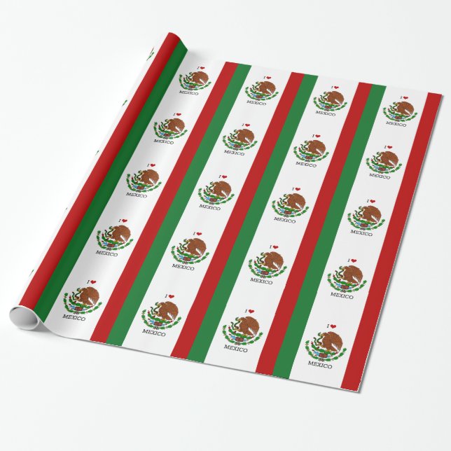 Papel De Regalo amo méxico - bandera mexicana (Desenrollado)