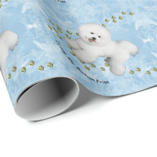 Papel De Regalo Amo mi Bichon Frise en cristal azul
