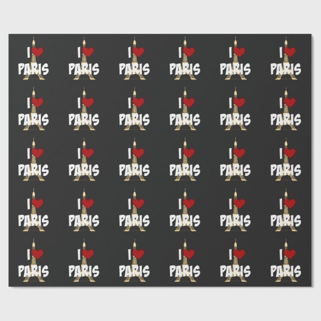 Papel De Regalo "Amo París," Torre Eiffel (Superficie plana)