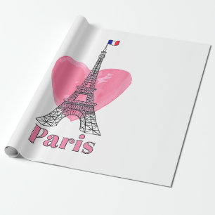 Papel De Regalo Amo París Torre Eiffel Francia Regalo