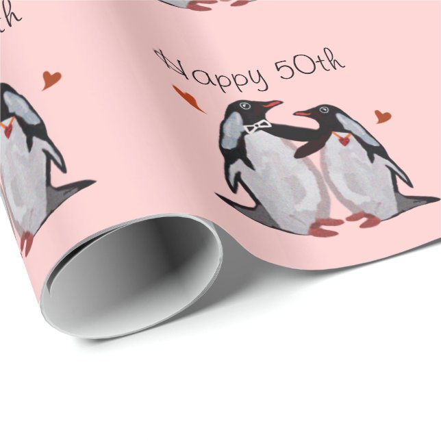 Papel De Regalo Amo pingüino 50° aniversario (Esquina del rollo)