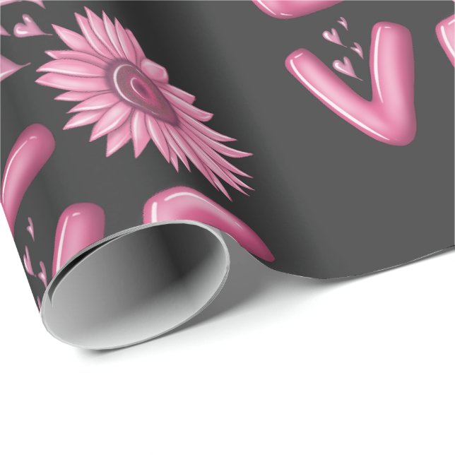 Papel De Regalo Amo Sunflower Rosa (Esquina del rollo)