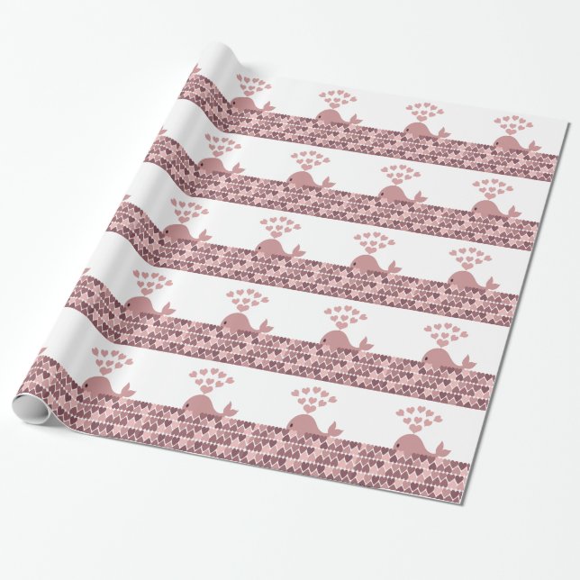 Papel De Regalo Amor a la ballena rosa (Desenrollado)