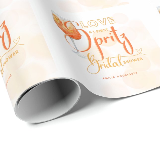Papel De Regalo Amor a primera SPRITZ Fiesta Naranja Moderno para  (Esquina del rollo)