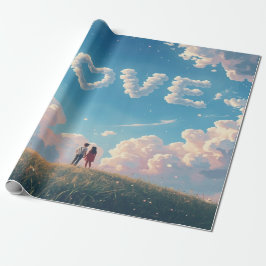Papel De Regalo "Amor" cinematográfico en el cielo y escena de par