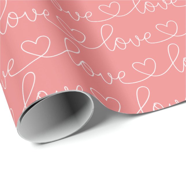 Papel De Regalo Amor de grietas | Rosa y blanco (Esquina del rollo)