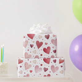 Papel De Regalo Amor en Acuarela - Patrón Caprichoso del Corazón