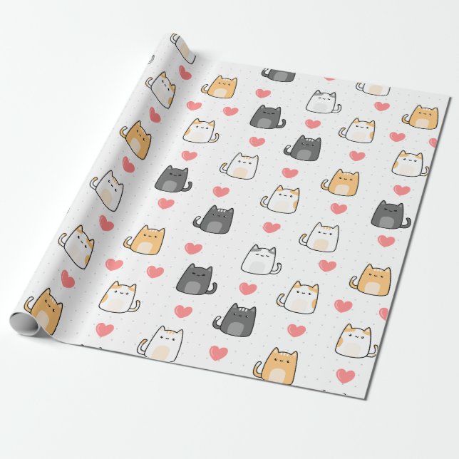 Papel De Regalo Amor, Gato (Desenrollado)