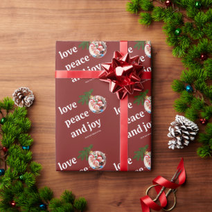 Papel De Regalo Amor Paz Alegría Navidad Familia Foto Burgundy