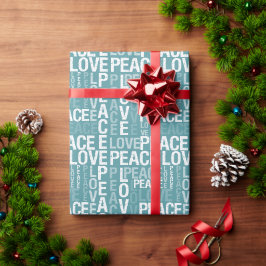 Papel De Regalo Amor por la paz blanca azul verde azulada
